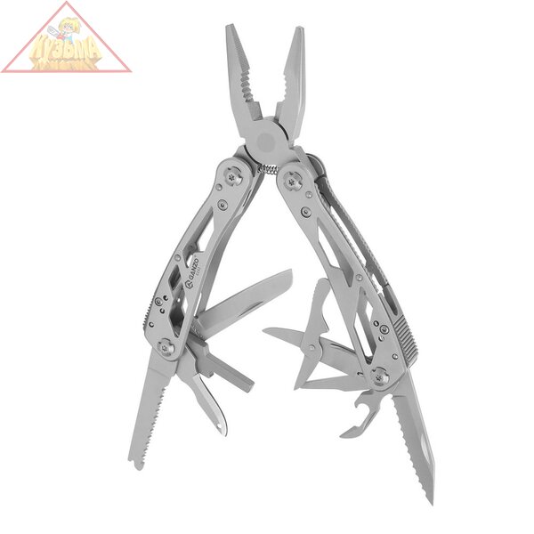 G202 Мультитул "Ganzo", 105x50х15 мм, 22 предмета, цв.хром "Следопыт"	