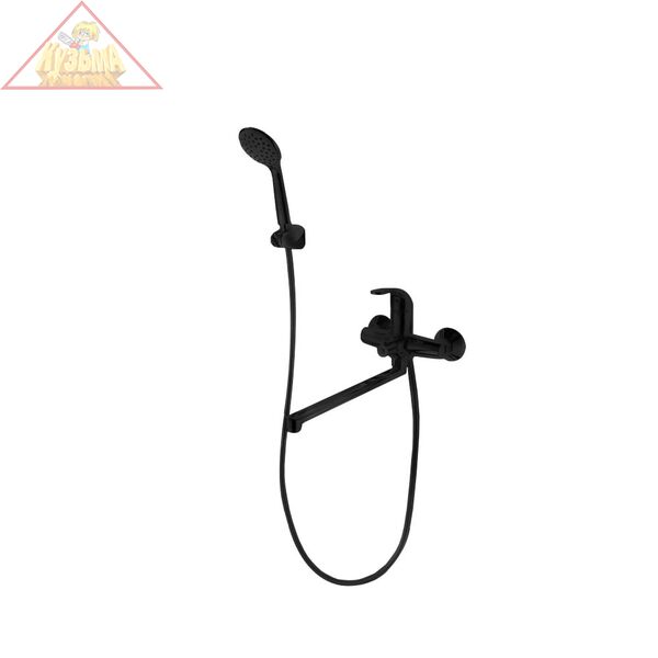 Смеситель для ванны c длинным изливом с аксессуарами Bravat Fit, черный, F6135188BM-LB-RUS