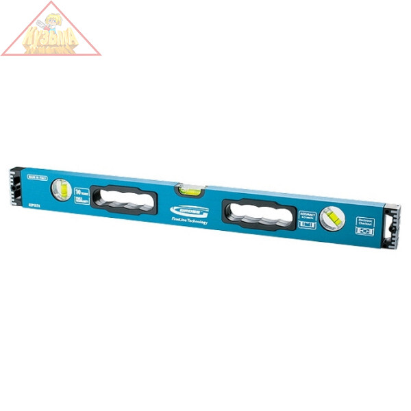 Уровень алюминиевый, 2000 мм, усиленный с ударопрочными заглушками, рукоятки, 3 глазка GROSS, арт. 34340