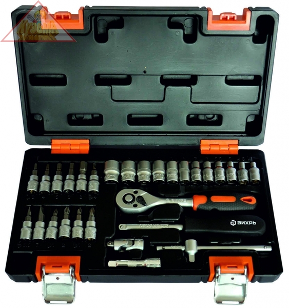 Набор инструментов, 1/4", CrV, Вихрь пластиковый кейс 29 предмета (арт. 73/6/7/1)