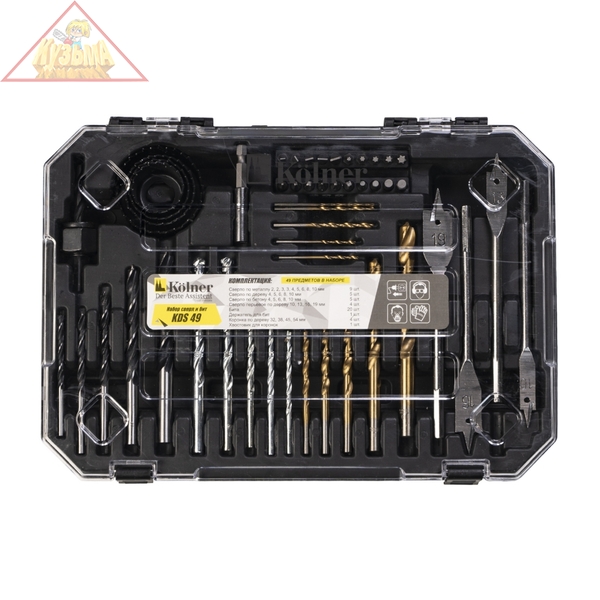 Набор сверл и бит KOLNER KSD 49, арт. кн49м
