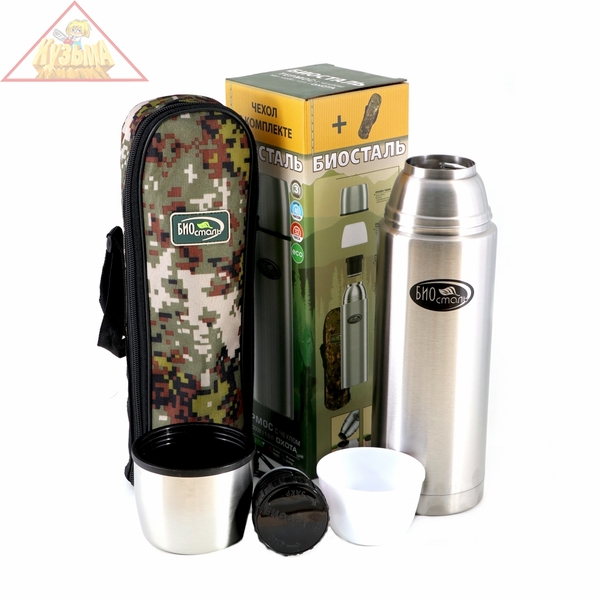 NBP-1000B Термос "Биосталь-ОХОТА" с узкой горловиной, 1,0 л, в чехле.Следопыт