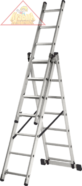 Лестница трехсекционная алюминиевая Кратон 3х11 ст. 2 14 05 008