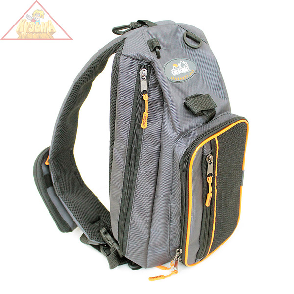 PF-BM-01 Сумка-рюкзак рыболовная "СЛЕДОПЫТ" Sling Shoulder Bag, 44х24х17 см, цв. серый