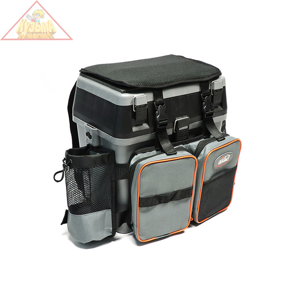 PF-BP-37 Сумка-рюкзак "СЛЕДОПЫТ" для зимнего ящика универ., 4 кармана, цв. серый