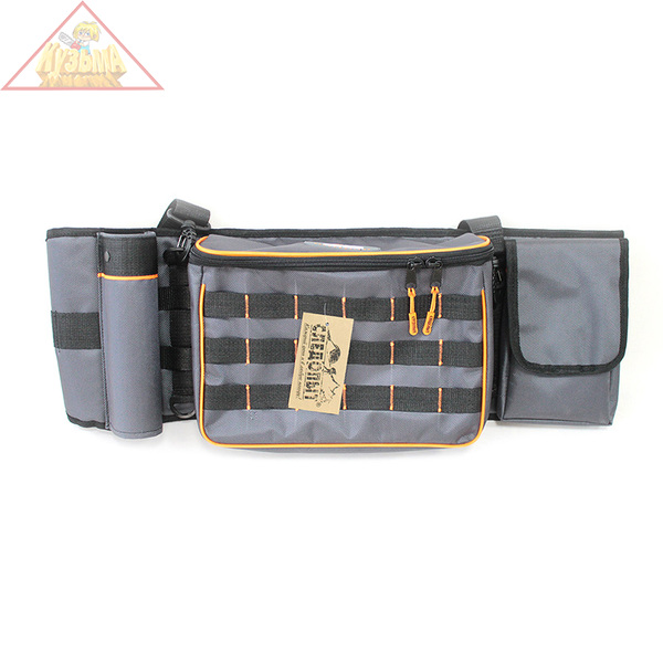 PF-BPO-01 Сумка рыболовная поясная "СЛЕДОПЫТ" Fishing Belt Bag, 74х22х10 см, цв. серый + 2 коробки Luno 