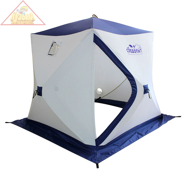 PF-TW-07 Палатка зимняя куб СЛЕДОПЫТ "Эконом", 2-х местная, 3 слоя, цв. бело-синий