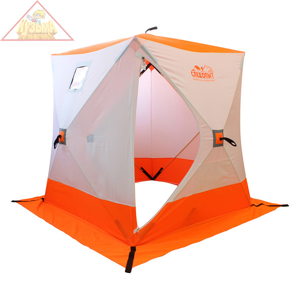 PF-TW-09 Палатка зимняя куб СЛЕДОПЫТ 1,5 х1,5 м, Oxford 210D PU 1000, 2-местная, цв. бело-оранж.