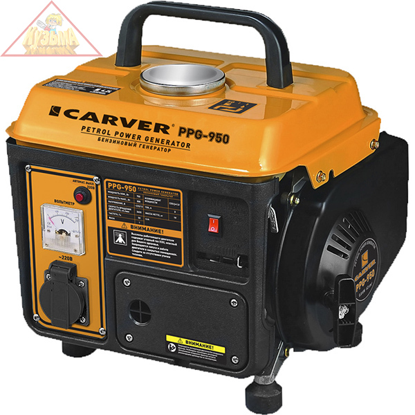 Генератор бенз.  CARVER PPG-950 (0,7/0,8кВт, 220В, бак 4,2л)