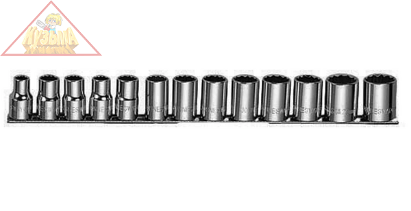 S05H4213S Набор головок торцевых 12-гранных MAXI-DRIVE 1/2"DR на держателе, SAE 3/8--1-1/8", 13 предметов Jonnesway