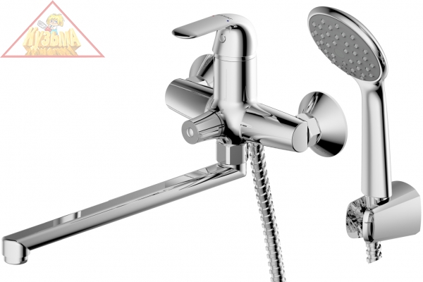 Смеситель для ванны c длинным изливом с аксессуарами Bravat Fit, арт. F6135188CP-LB-RUS