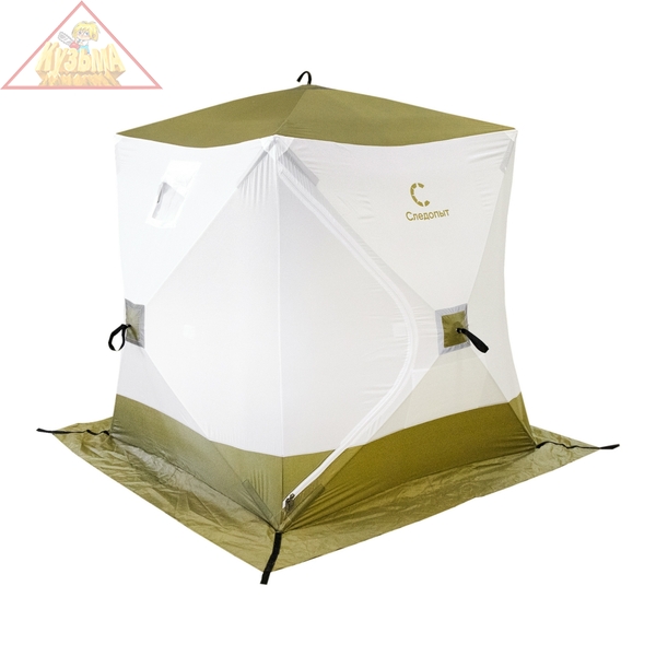 Палатка зимняя куб СЛЕДОПЫТ 1,5 х1,5 м, Oxford 210D PU 1000, S по полу 2,2  кв.м, цв. оливковый/бел, PF-TW-28