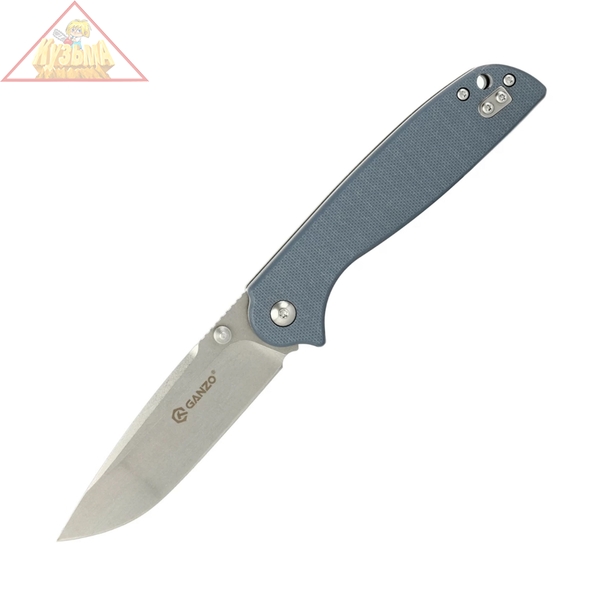 Нож складной Следопыт "Ganzo" с клипсой, дл.клинка 89 мм, сталь 8CR14, цв. серый, G6803-GY