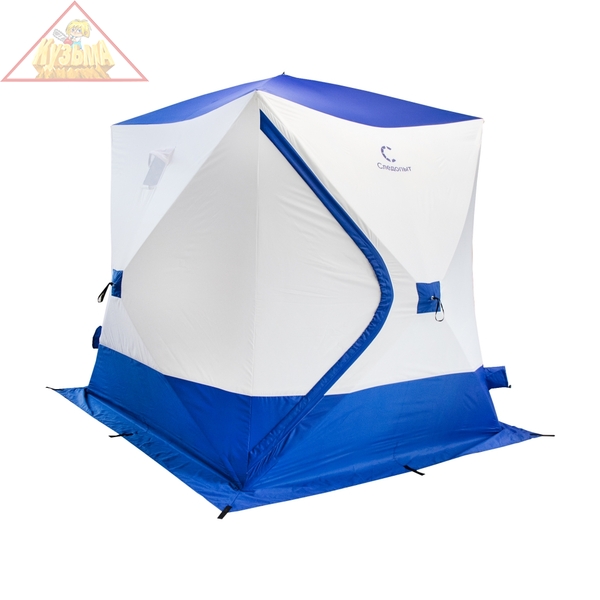 Палатка зимняя куб СЛЕДОПЫТ "Long", 2,15х1,8 м, S по полу 3,8 кв.м, 3 слоя, цв. синий/белый, PF-TW-38