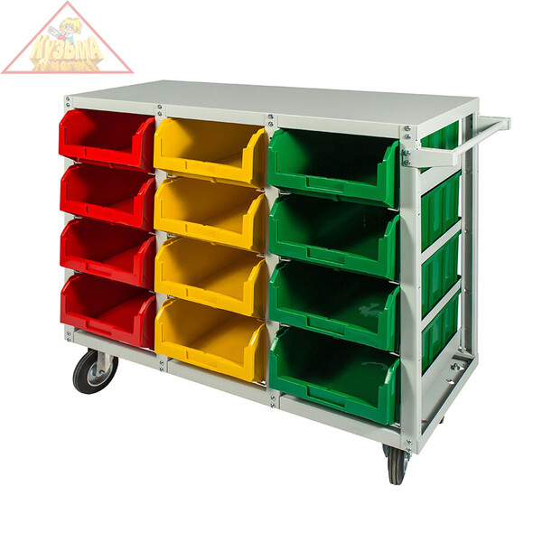 Стеллаж с направляющими Стелла-техник V4-12-160-К мобильный, односторонний, 12 ячеек, грузоподъемность до 300кг