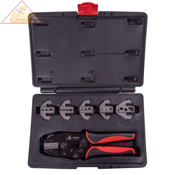 Кримпер храповичный для обжима изолированных наконечников, 7 предметов, кейс МАСТАК 106-40007C